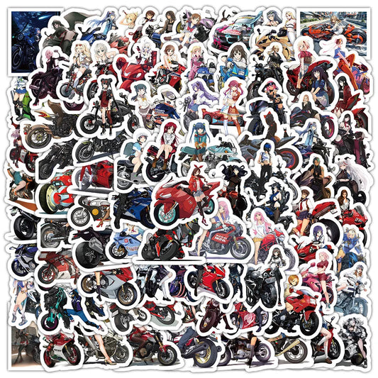 Motorcycle Girl Cartoon Animal Stickers for Laptop Luggage Snowboard Decals