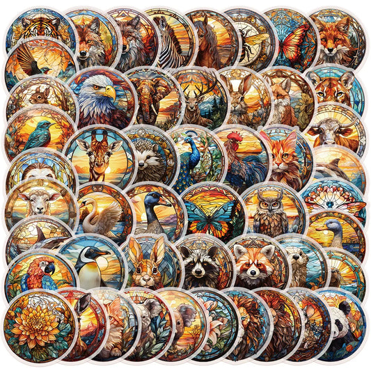 10/50PCS Vintage Glass Style Gothic Animal Label Stickers Aesthetic DIY Skateboard Fridge Car Laptop Travel Luggage Cool Sticker