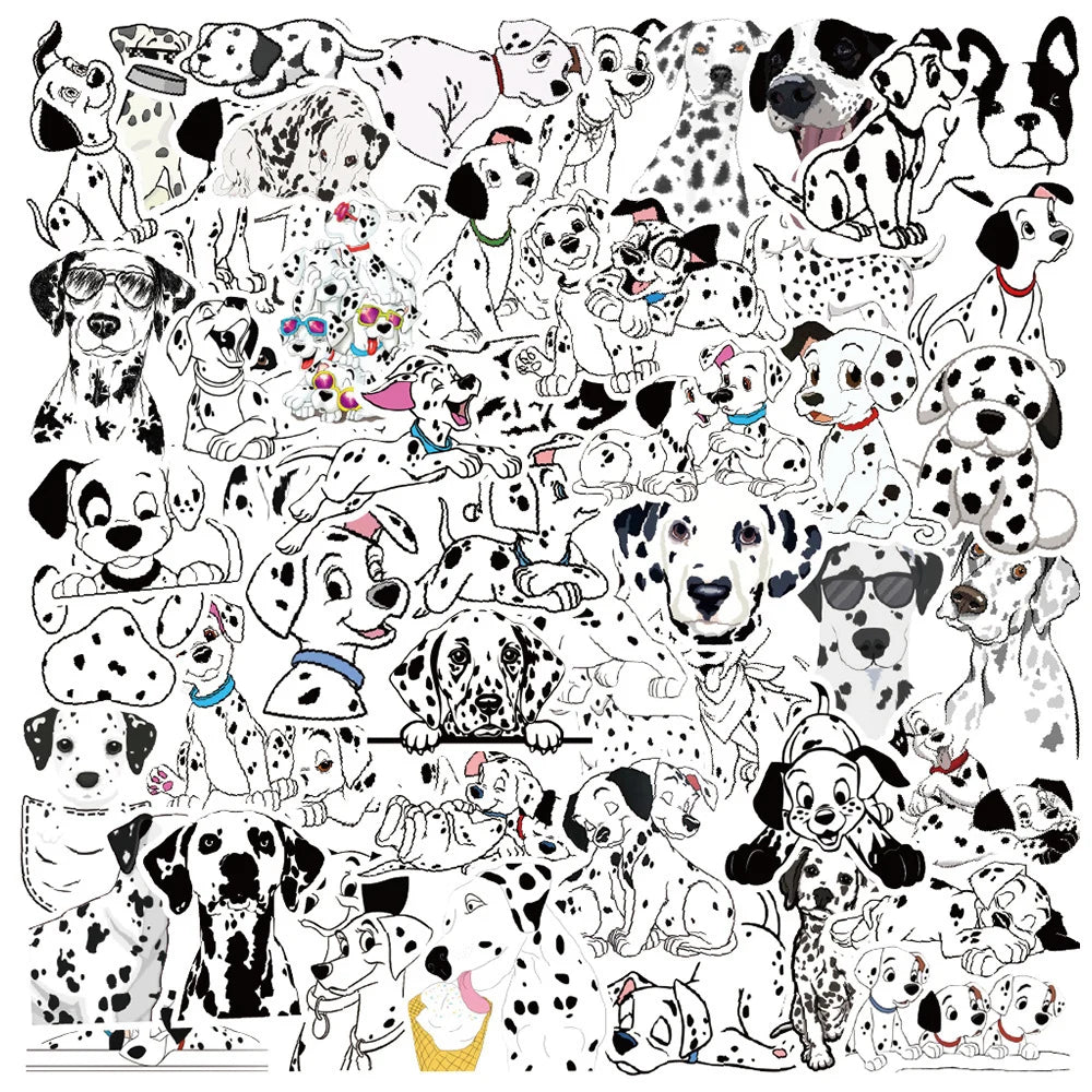 10/30/50PCS Cute Disney 101 Dalmatians Cartoon Stickers Decal Laptop Phone The Hundred and One Dalmatians Sticker for Kids Toy