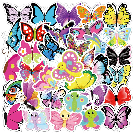 50Pcs Cute Butterfly Stickers for Helmet, Wall, DIY Decoration