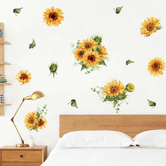 Sunflower Butterfly Wall Stickers for Living Room Decor