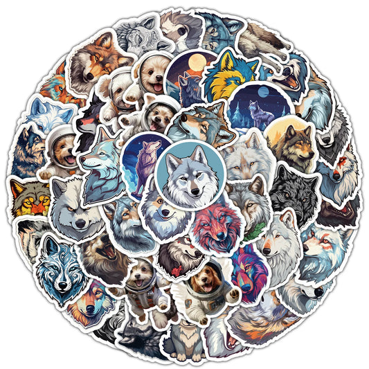 10/50PCS Cute Cartoon Wolf Dog Animal Graffiti Stickers DIY Skateboard Scrapbook Phone Notebook Suitcase Laptop Fridge Sticker