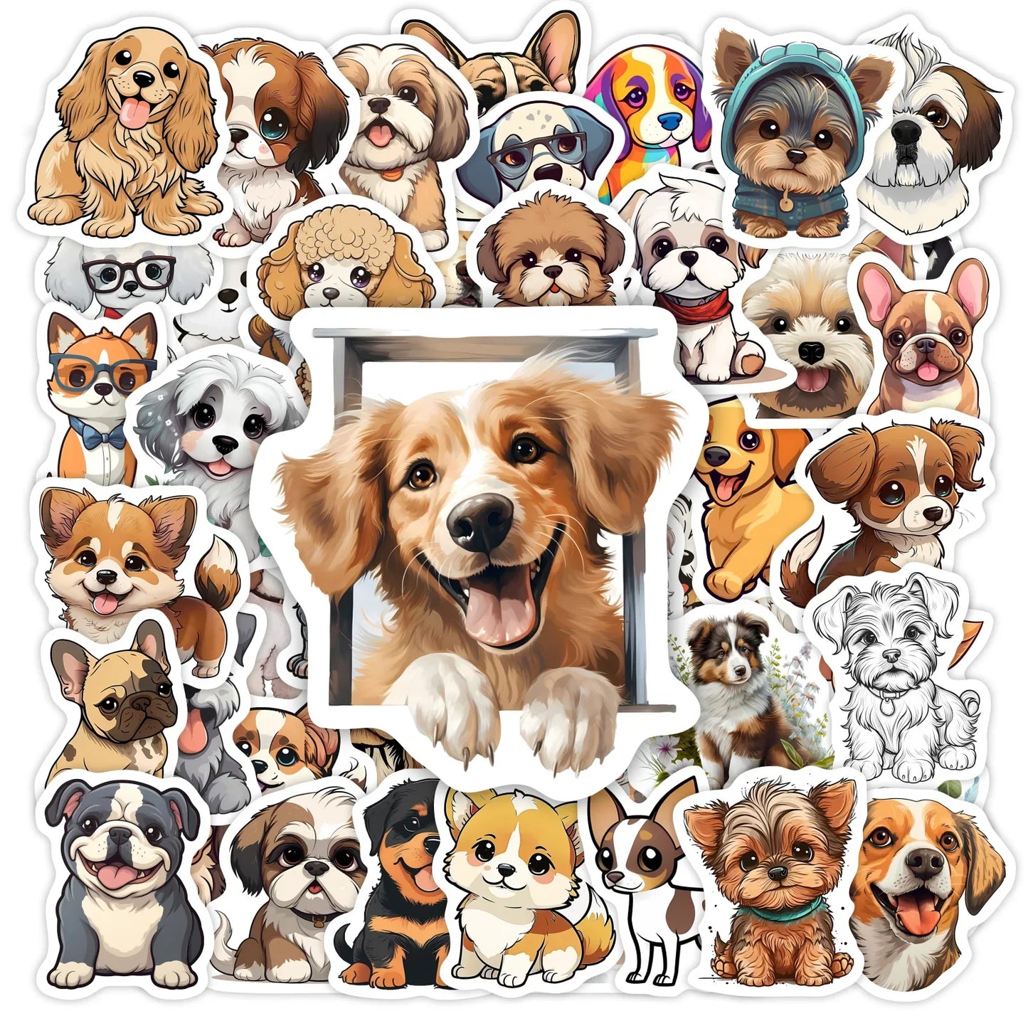 Cute Puppy Dogs Kawaii Pet Stickers Cartoon Animals Gift for DIY Laptop Phone Mug Luggage Scrapbook Kids Decoration Waterproof