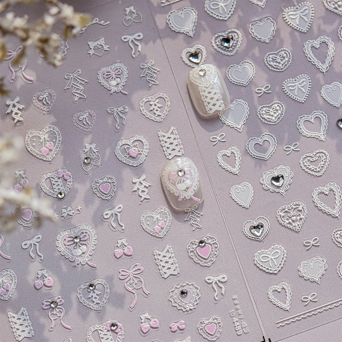 Lolita Heart Rhinestone Nail Art Stickers