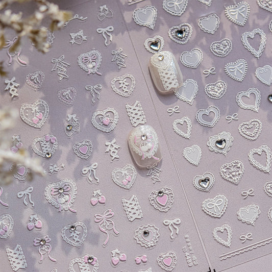 Lolita Heart Rhinestone Nail Art Stickers