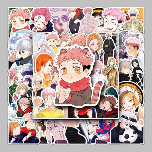 50pcs Jujutsu Kaisen Anime Stickers for Helmet, Wall, Desktop Decoration