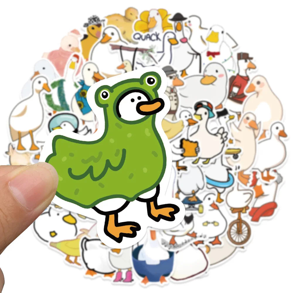 50PCS Mixed Cartoon Cute Duck Stickers Animals DIY Helmet Skateboard Laptop Motorcycle Graffiti Sticker Decals Kids Toy