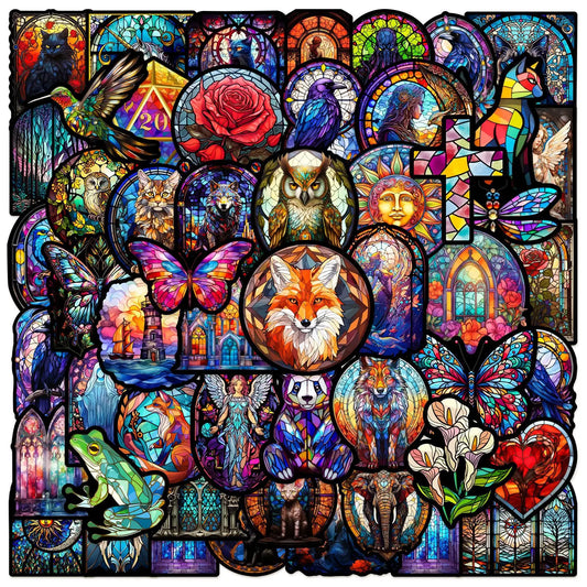 Aesthetic Colorful Glass Art Graffiti Stickers for DIY Suitcase Guitar Phone Laptop Skateboard Helmet