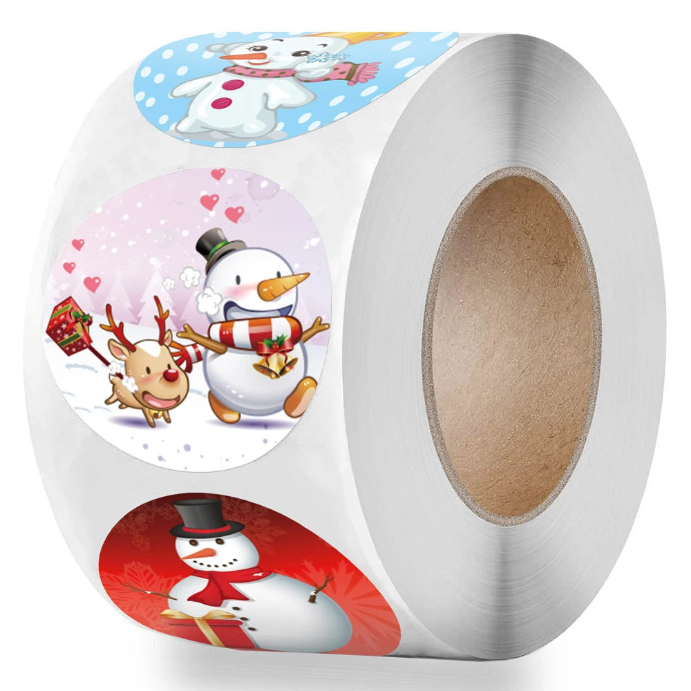 100-500pcs Christmas Stickers Printable Labels Stickers 8 Designs Pattern Cartoon Reward Sticker For Kids Toys Gift Waterpro