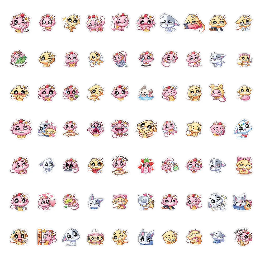 10/30/70PCS Kawaii Cat Stickers Cute Cartoon Animal Decals DIY Laptop Phone Guitar Car Bike Skateboard Luggage Graffiti Kids Toy