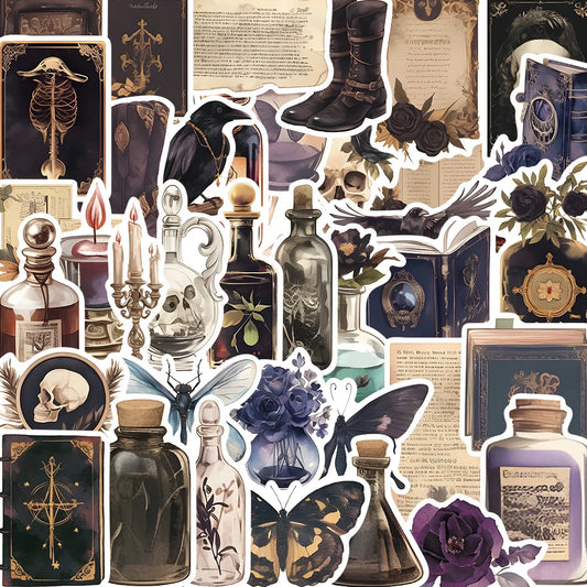 50pcs Dark Aesthetic Waterproof Stickers for Phone, Laptop, Skateboard, Suitcase, Guitar
