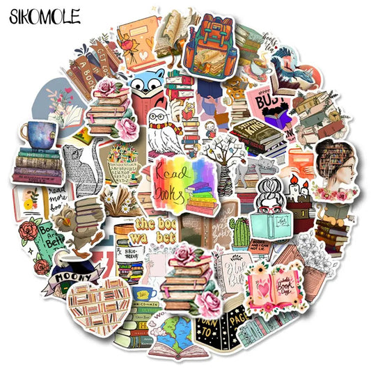 Diary Book Reading Stickers 10/30/50PCS Notebook Motorcycle Skateboard Computer Luggage Decal