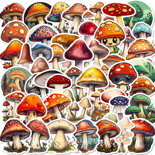 Vintage Cartoon Mushroom Stickers Decals for Laptop Phone Suitcase Album Decoration
