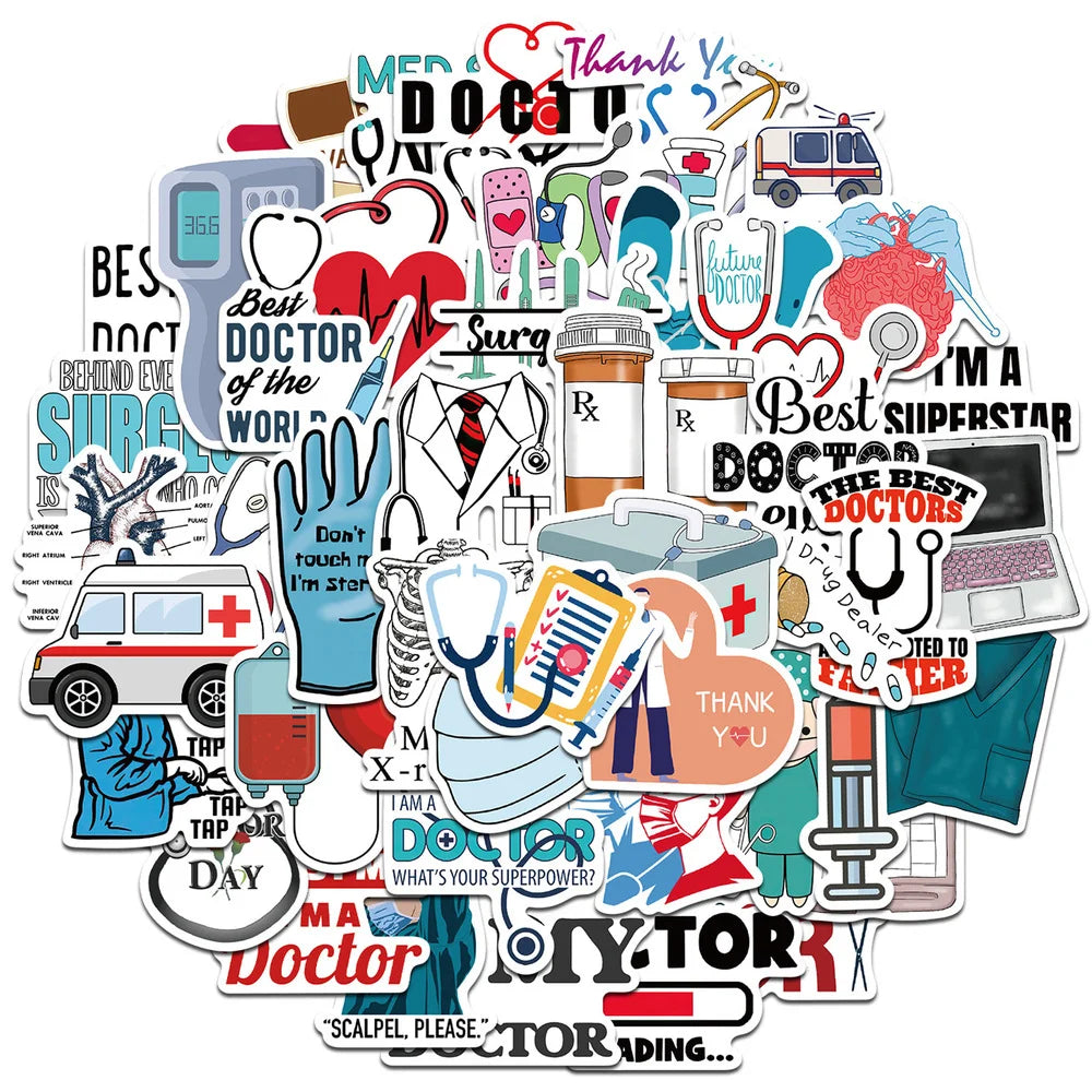 10/50/100Pcs/set Doctor Nurse TV Show Scrapbooking Stickers Decal for For Guitar Laptop Luggage Car Fridge Graffiti Sticker