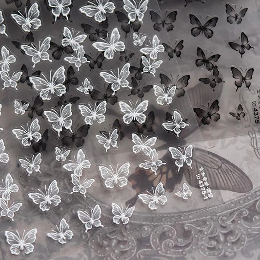 5D Butterfly Flower Heart Nail Art Stickers Decals