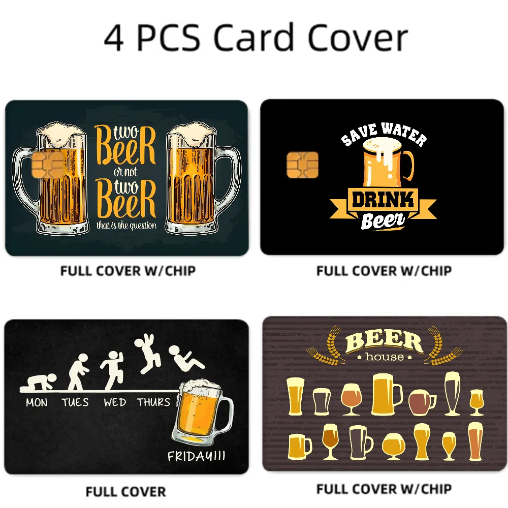 Anime Beer Card Sticker Set - 4 Pcs Chip Cover