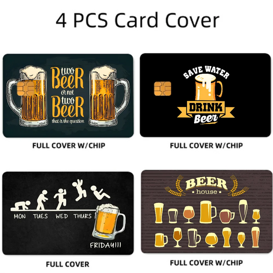 Anime Beer Card Sticker Set - 4 Pcs Chip Cover