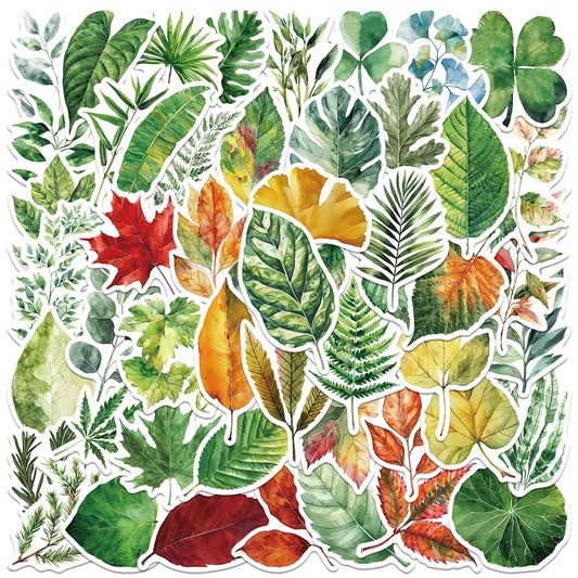 50pcs Cute Cartoon Plants Leaves Stickers For Luggage Guitar Laptop Skateboard Bicycle Car Vinyl Decals Waterproof Graffiti