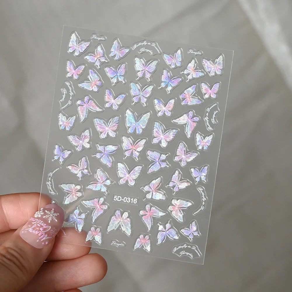 Pink Christmas Nail Stickers: Snowflakes & Stars Decals