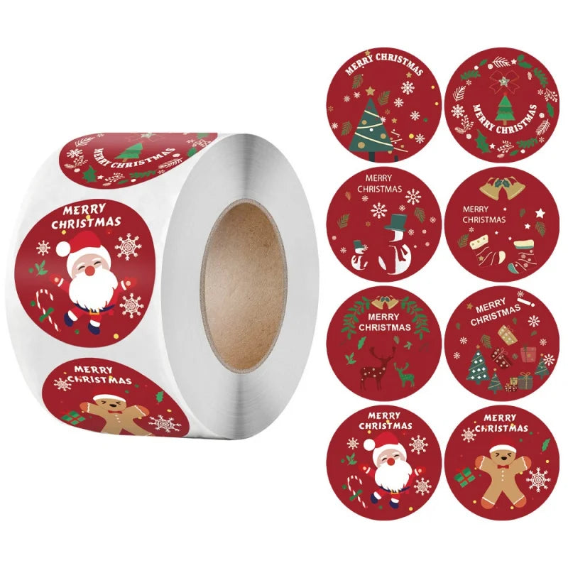 500Pcs Merry Christmas Stickers Christmas Theme Seal Labels Stickers For DIY Gift Baking Package Envelope Stationery Decor