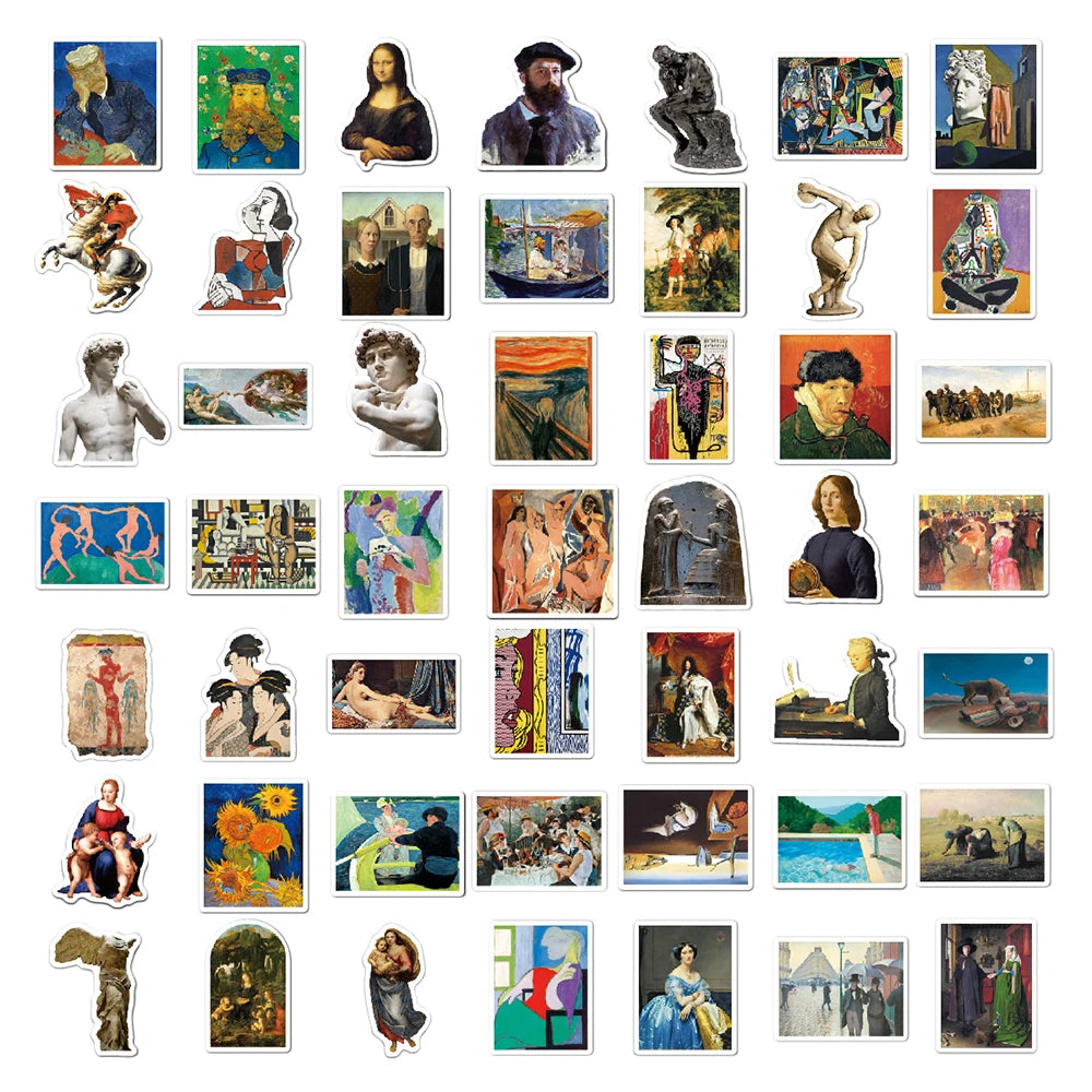 10/30/52/104pcs Art Paintings Aesthetic Stickers Motorcycle Travel Luggage Guitar Skateboard Classic Toy Cool Sticker for Kid