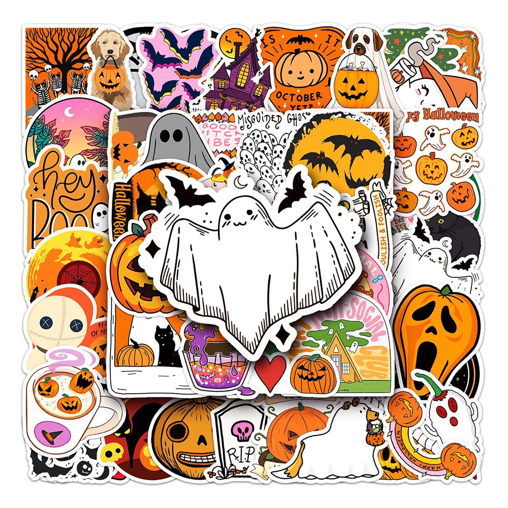 10/30/50PCS Horror Halloween Cartoon Sticker Decals For Notebook Motorcycle Bike Laptop PVC Waterproof Graffiti Stickers Kid Toy