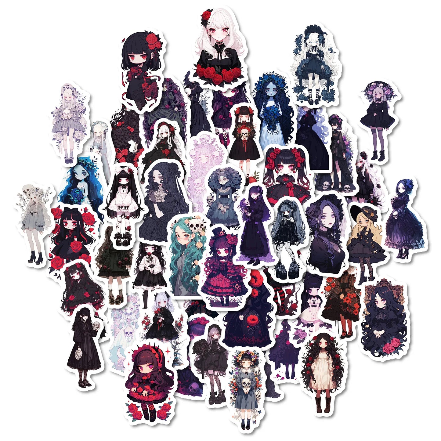 50pcs Anime Dark Series Graffiti Stickers for Wholesale DIY Helmet Wall Decoration