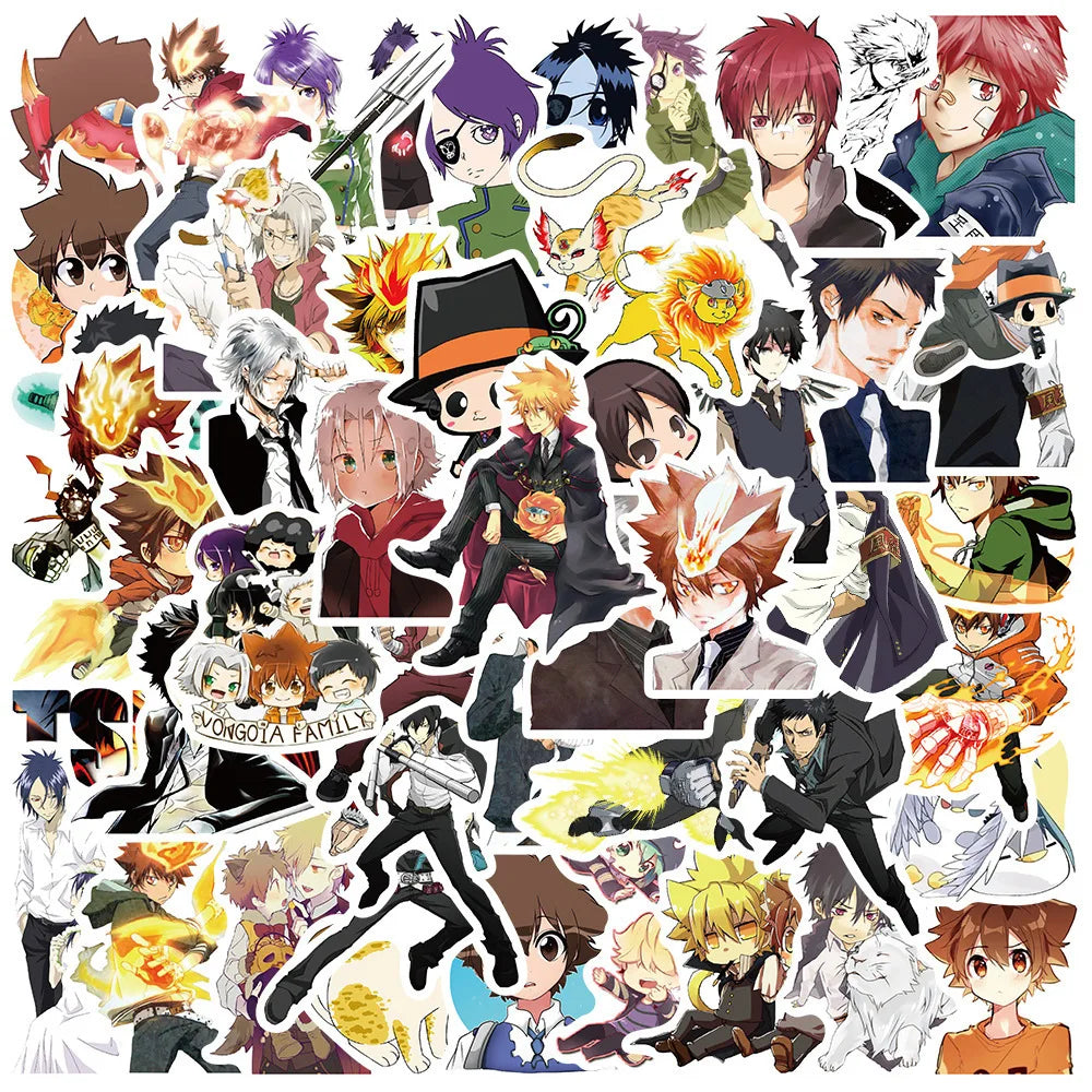 50pcs Anime HITMAN REBORN! Stickers for Helmets, Desktops, Walls, DIY Decoration Wholesale