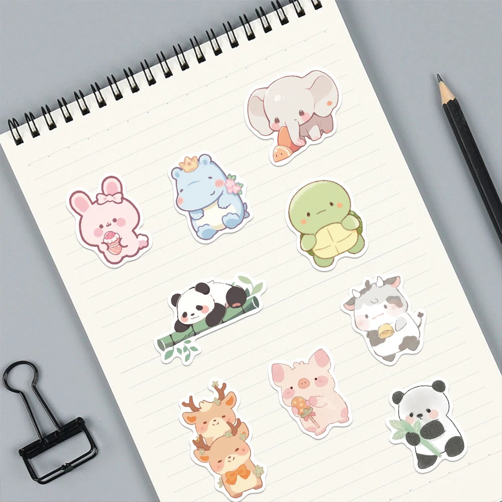 10/25/50PCS Cartoon Graffiti Style Q-version Animal Sticker Cute Decorative Luggage Scrapbook Cup Laptop Guitar Gift Toy Decal