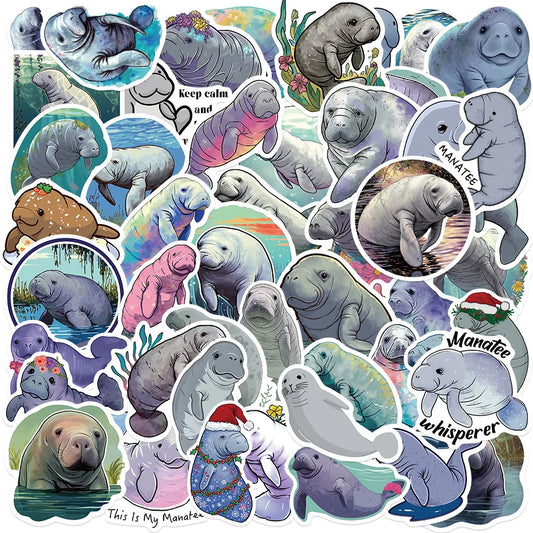 Cartoon Manatee Stickers 10/25/50pcs Waterproof Decals for Phone Laptop Suitcase Fridge