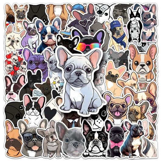 Cartoon French Bulldog Stickers for Phone Laptop Luggage Skateboard Decals Gift