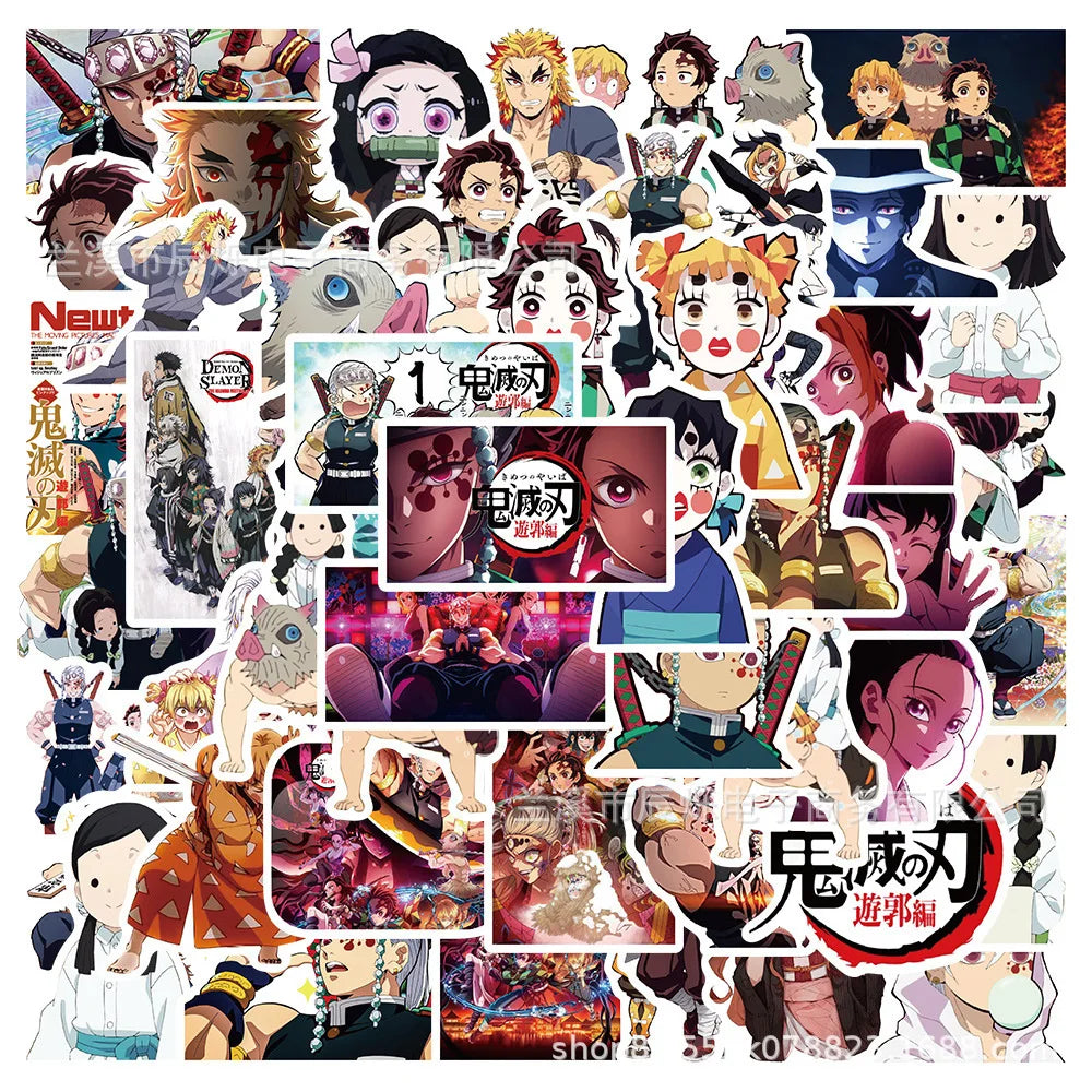 50pcs Kimetsu No Yaiba Yuukaku-hen Graffiti Stickers for Laptops, Helmets, DIY Decorations