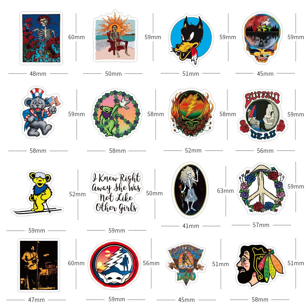 10/30/50pcs Grateful Dead Stickers Packs