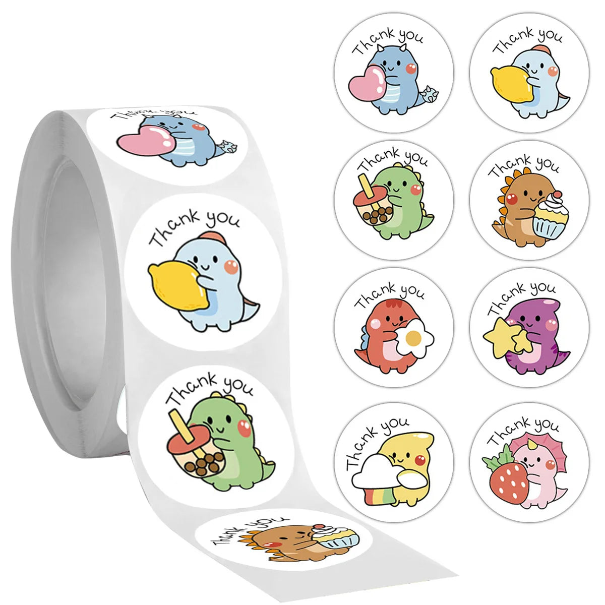 50-500pcs Cartoon Thank You Stickers 2.5cm Cute Labels For Small Business Or Wedding Gift Decor Stationery Packaging Sticker