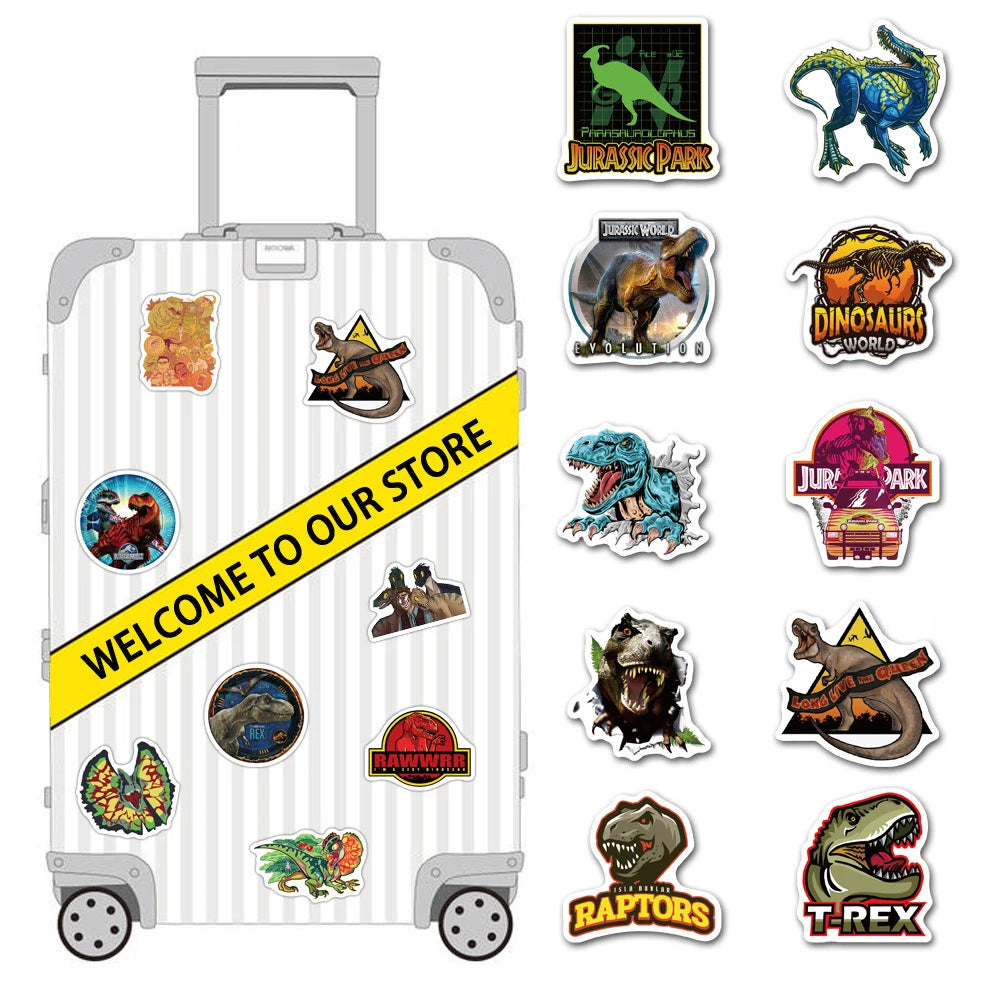 10/30/50PCS Cartoon Jurassic Park Dinosaur Forest Creative Graffiti Sticker Bike Scooter Helmet Laptop Computer Wholesale