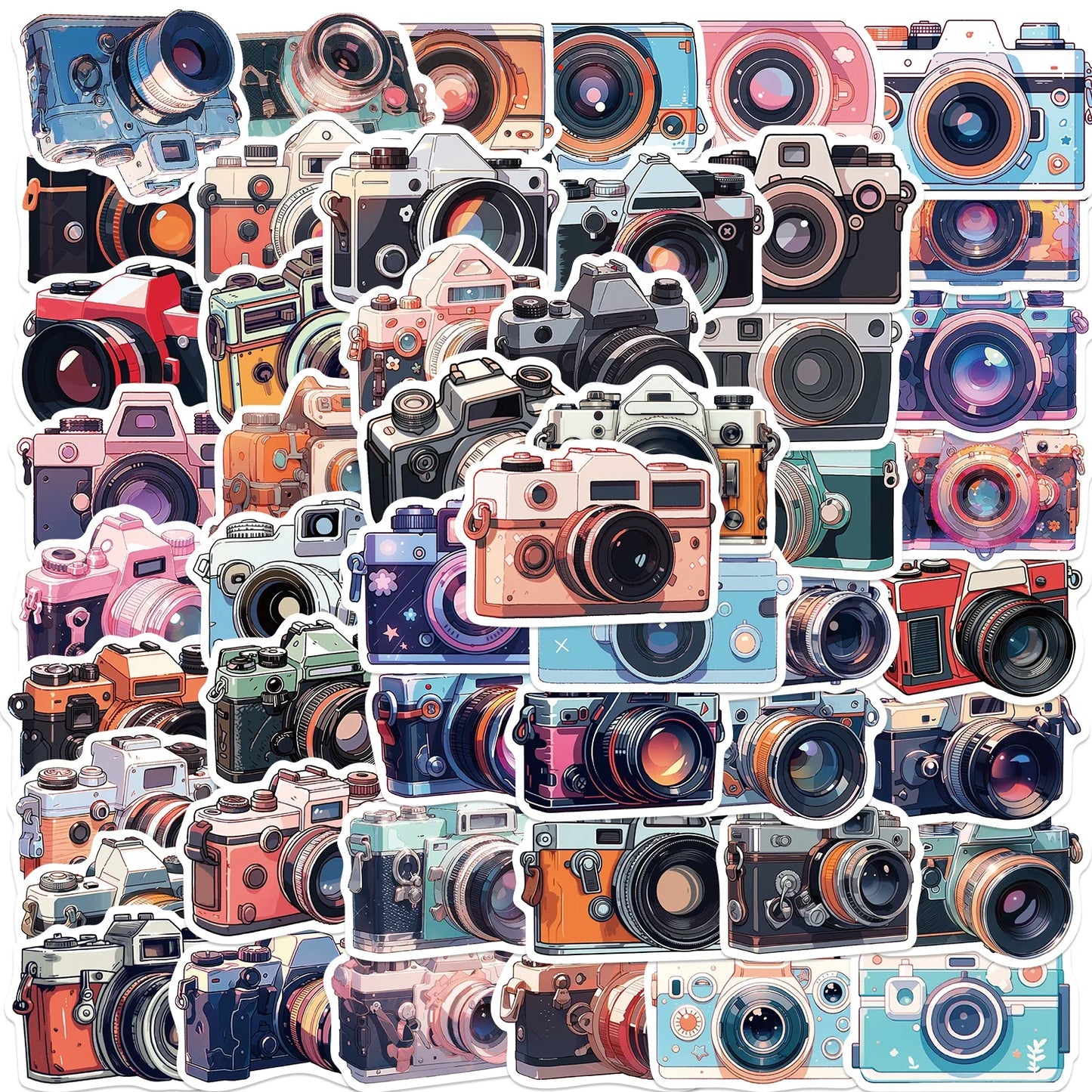 50 Retro Camera Stickers for Scrapbook & Luggage