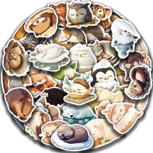 50pcs Cute Animal Stickers for Laptops & Water Bottles