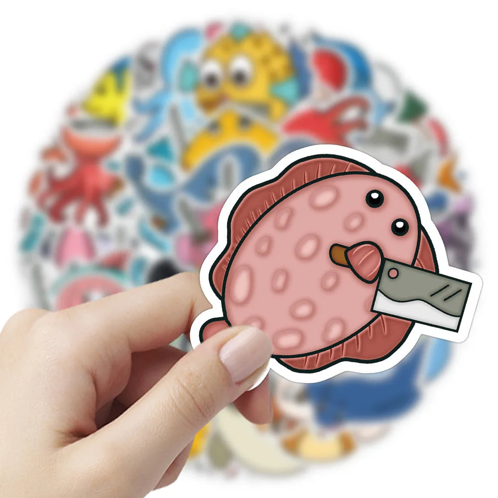 60PCS Funny animal With The Knife stickers Horror Animals graffiti Stickers for DIY Luggage Laptop Skateboard Motorc