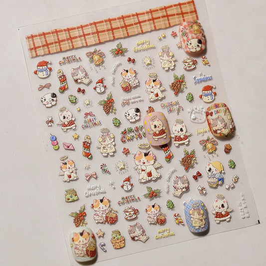 Cat Kitten Nail Art Stickers Rhinestone Decals