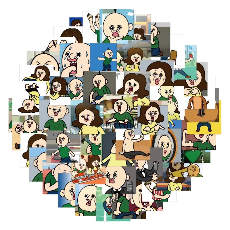 60pcs Cartoon Stickers for Laptop, Phone, Water Bottle, Suitcase, Stationery, Refrigerator