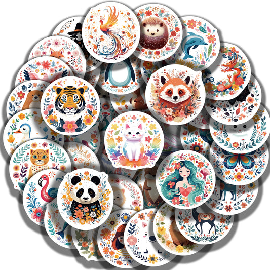 50pcs Jungle Animal Stickers for Kids Laptop & Water Bottle