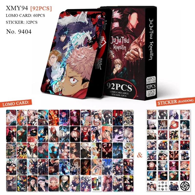 92Pcs Jujutsu Kaisen Anime Sticker Card Set for Fans Collection Gift
