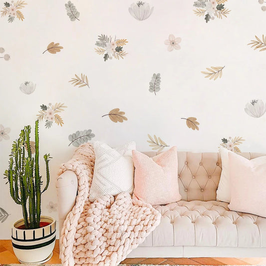 Boho Floral Wall Stickers for Kids Rooms and Living Room Decor