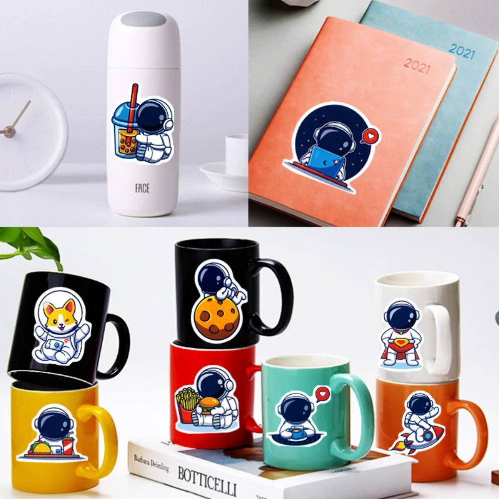 10/50PCS Universe Outer Space Stickers Rockets Alien Astronaut for Laptop Skateboard Phone Guitar Kids Cartoon Sticker Decal Toy