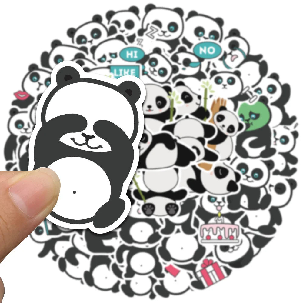 50pcs Cute Cartoon Panda Animals Stickers Kids Toy Vinyl Waterproof Graffiti Guitar Laotop Phone Luggage Sticker Decals