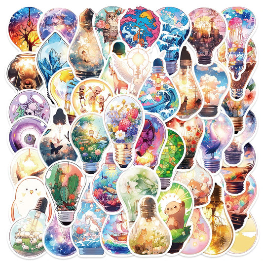 INS Style Cartoon Aesthetic Light Bulb Stickers - 10/30/50pcs Cute Laptop Decals