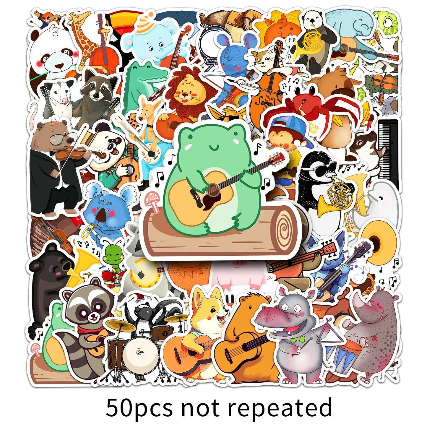 10/30/50PCS Cartoon Animal Concert Stickers Musical Instrument Guitar Graffiti DIY Car Bicycle Laptop Phone Diary Album Ornament