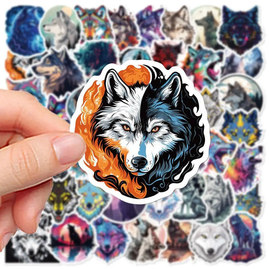 10/50pcs Cool Wolf Totem Cartoon Animals Stickers Aesthetic Water Bottle Fridge Luggage Laptop Guitar Bicycle Waterproof Sticker