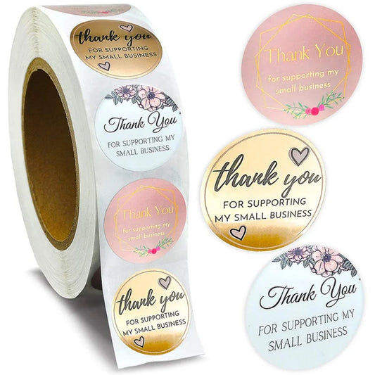 500pcs Thank You For Supporting My Small Business Floral Sticker Gift Packaging Seal Label Scrapbooking Stationery Sticker