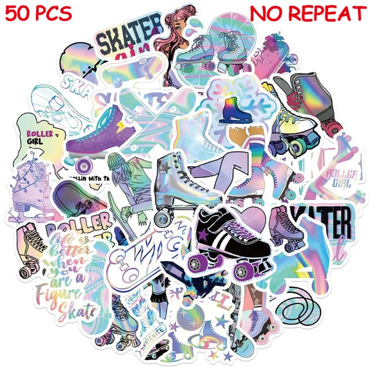 Skate Roller Girls Graffiti Stickers Decals for Skateboard, Luggage, Water Cup, Motorcycle, Phone, Laptop